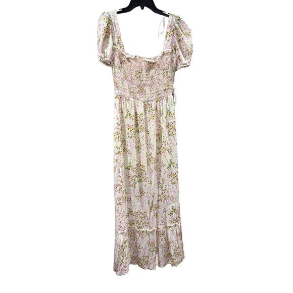 NWT City Vibe Ivory White Floral Puff Sleeve Square Neck Maxi Dress- Size Small - Picture 3 of 9